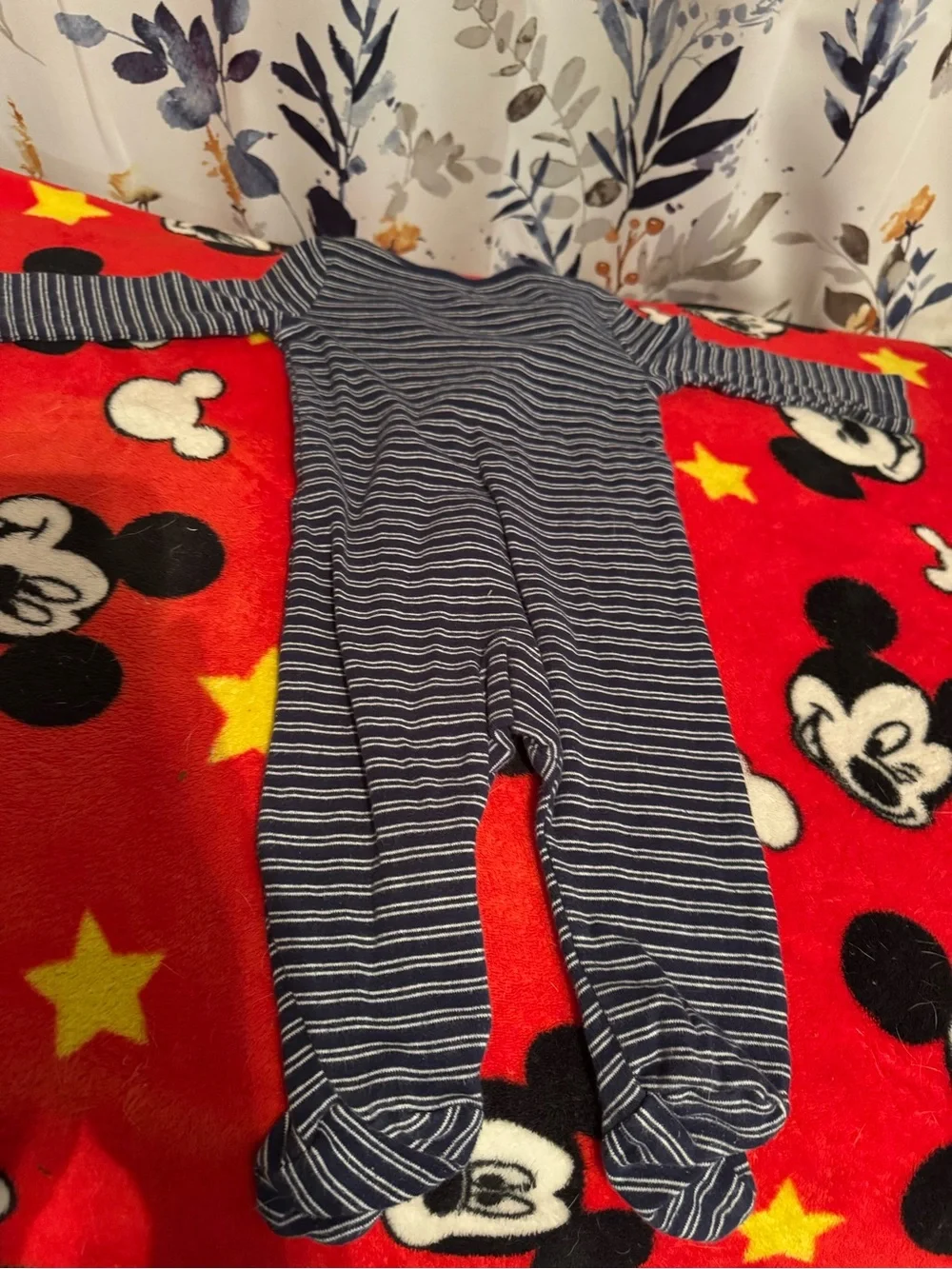 child of mine Navy and White Striped Footed One-Piece C5